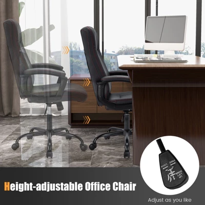Costway Adjustable Home Office Computer Chair Swivel Rocking Executive Desk Chair With Arms - Image 4