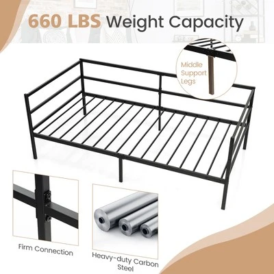 Costway Twin Daybed Sofa Bed Frame Metal Platform With Headboard For Guest - Living Room - Image 5