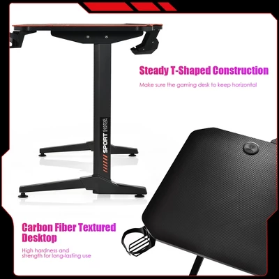 Costway 55'' Gaming Desk T-Shaped Computer Desk W/Full Desk Mouse Pad&Gaming Handle Rack - Image 6