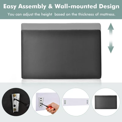 Costway Twin Wall-mounted Headboard Linen Fabric Upholstered Padded Easy Assembly - Image 7