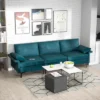 Costway Modern Modular Fabric 3-Seat Sofa Couch With Socket USB Ports & Metal Legs Grey/Blue