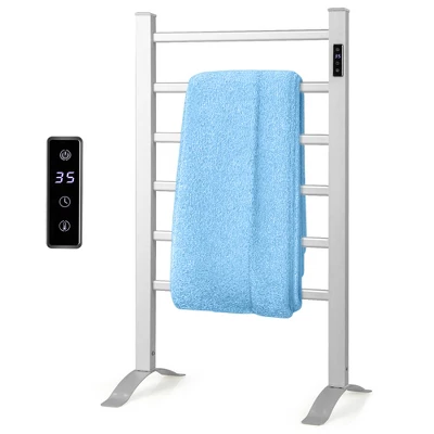 Costway Freestanding Wall Mounted Towel Warmer 6-Bar Aluminum Heated Towel Rack W/ Timer - Image 7