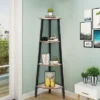 COSTWAY 4-Tier Corner Shelf Metal Storage Rack Bookcase Plant Display Stand Natural