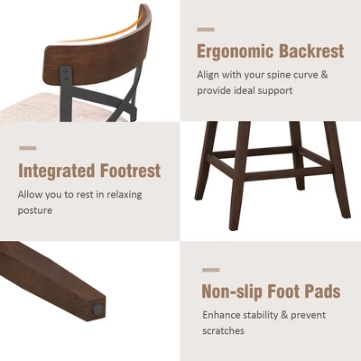 Costway Set Of 4 Wooden Swivel Bar Stools Upholstered Counter Height Dining Chairs - Image 7