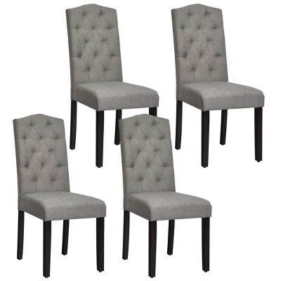 Costway Set Of 4 Tufted Dining Chair Upholstered W/ Nailhead Trim & Rubber Wooden Legs - Image 11