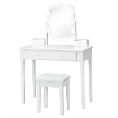 Costway Vanity Table Set With Lighted Mirror Adjustable 10 Bulbs Dresser 4 Drawer - Image 10