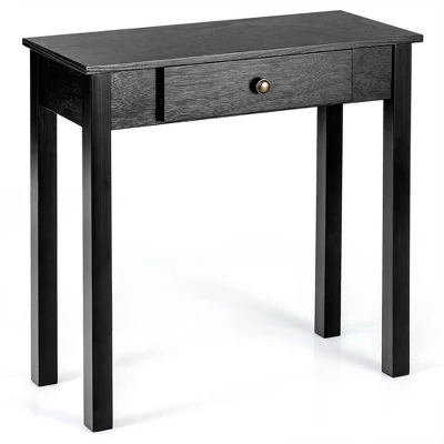 Costway Console Table With Drawer Entryway Hallway Accent Wooden Table Black - Image 7