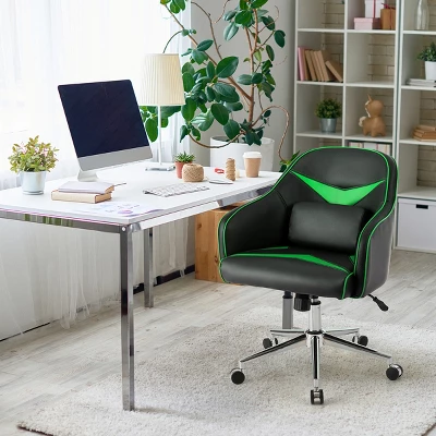 Costway Office Chair Task Desk Swivel Adjustable Height W/ Massage Lumbar Support BlueGreen - Image 3