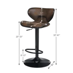 Costway Set Of 4 Adjustable Bar Stools Swivel Bar Chairs Pub Kitchen Retro Brown
