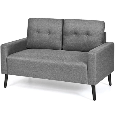 Costway Modern Loveseat Sofa 55'' Upholstered Chair Couch With Soft Cloth Cushion Grey - Image 8