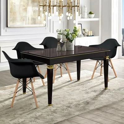 Costway 4PCS Molded Dining Arm Chair Side Chair Home Kitchen W/ Wooden Legs - Image 3