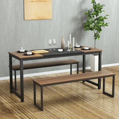 Costway 63'' Dining Table Rectangular Two-Tone Kitchen Table For 6 People W/ Metal Frame - Image 3