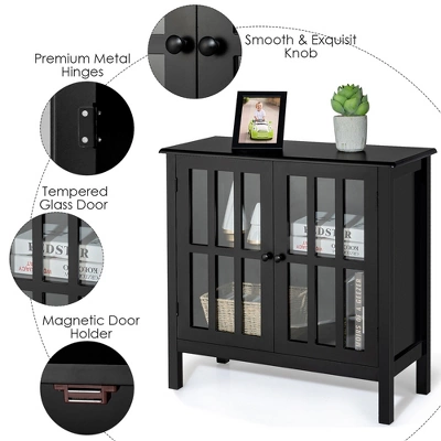 Costway Storage Buffet Cabinet Glass Door Sideboard Console Table Server - Image 9