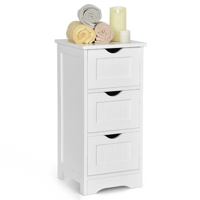 Costway White Floor Storage Cabinet Bathroom Organizer Free Standing 2/3/4 Drawers - Image 10
