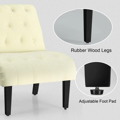 Costway Armless Accent Chair Upholstered Tufted Lounge Chair Wood Leg - Image 7