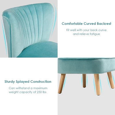 Costway Armless Accent Chair Modern Velvet Leisure Chair Single Upholstered - Image 7