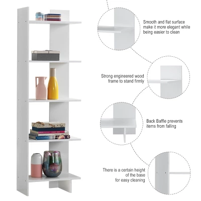 Costway Set Of 2 Bookcase Storage 5-Tier Open Shelf Display Room Divider - Image 5