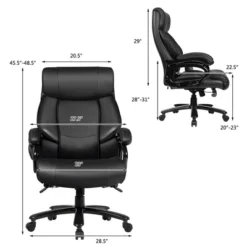 Costway Big & Tall 500lb Massage Office Chair Executive PU Leather Computer Desk Chair Black