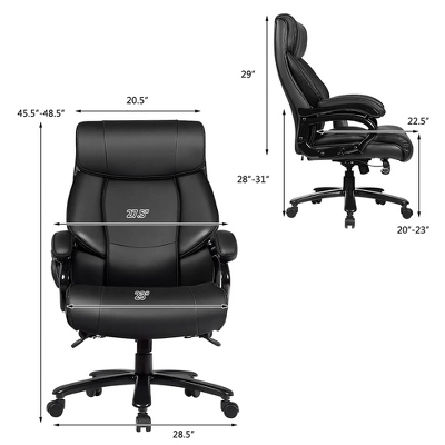 Costway Big & Tall 500lb Massage Office Chair Executive PU Leather Computer Desk Chair Black