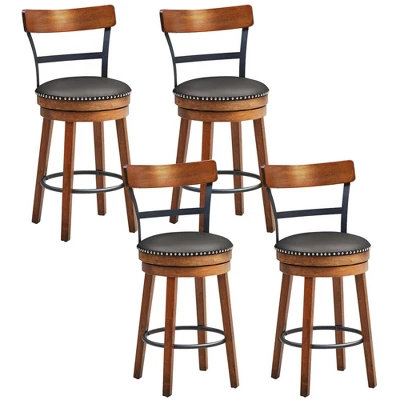 Costway Set Of 2/4 BarStool 25.5'' Swivel Counter Height Dining Chair With Rubber Wood Legs - Image 10