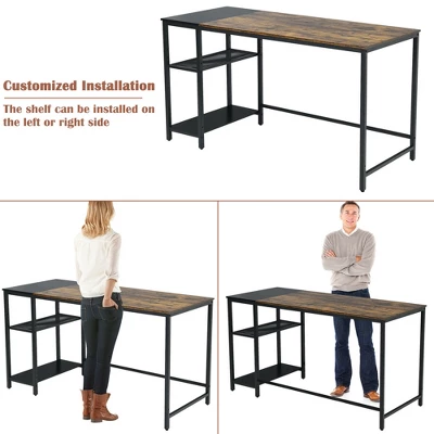 Costway 55'' Reversible Computer Desk Home Office Writing Desk W/Adjustable Storage Shelf - Image 4