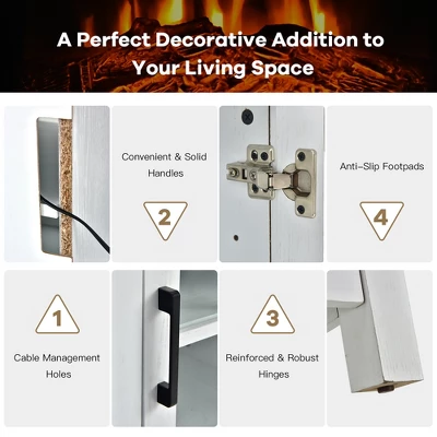 Costway 58 Inches Fireplace TV Stand For TVs Up To 65 Inches W/ 1400W Electric Fireplace - Image 8