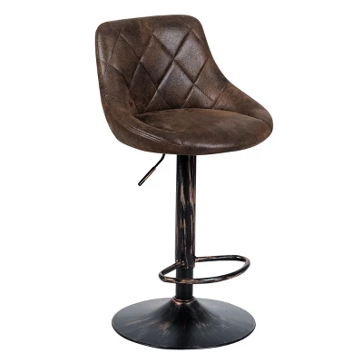 Costway Set Of 2 Adjustable Bar Stools Swivel Bar Chairs Hot-stamping Cloth Retro Brown Low Back - Image 9