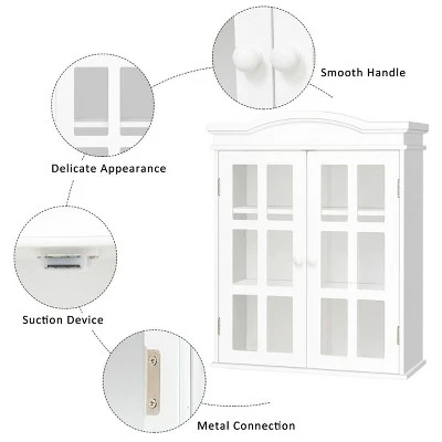 Wall-Mount Bathroom Storage Cabinet Medicine Organizer Double Doors Shelved New - Image 6