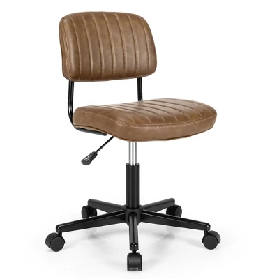 Costway PU Leather Office Chair Adjustable Swivel Task Chair W/ Backrest - Image 10