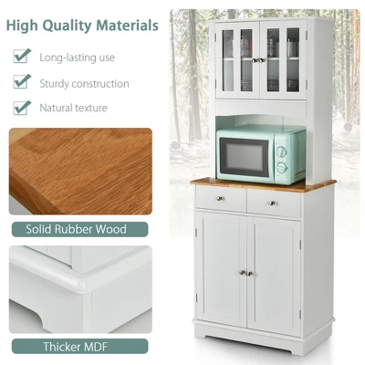 Costway Buffet Hutch Kitchen Storage Cabinet W/ Microwave Stand Storage Shelves - Image 6