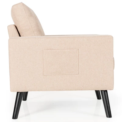 Modern Accent Armchair Upholstered Single Sofa Chair W/ 2-Side Pockets NavyBeigeGrey - Image 9