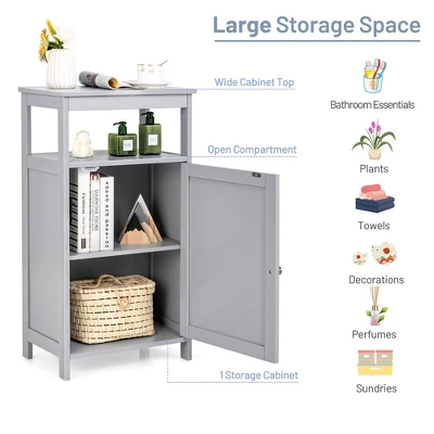 Bathroom Wooden Floor Cabinet Multifunction Storage Rack Organizer Stand Grey/White - Image 5
