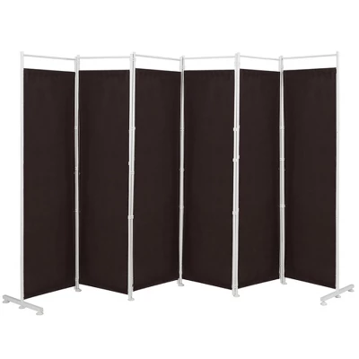 Costway 6-Panel Room Divider Folding Privacy Screen W/Steel Frame Decoration BrownBlack - Image 10