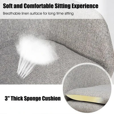 Costway Rocking Chair Fabric Rocker Upholstered Single Sofa Chair Accent Armchair Grey - Image 8