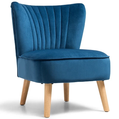 Costway Armless Accent Chair Modern Velvet Leisure Chair Single Upholstered - Image 10