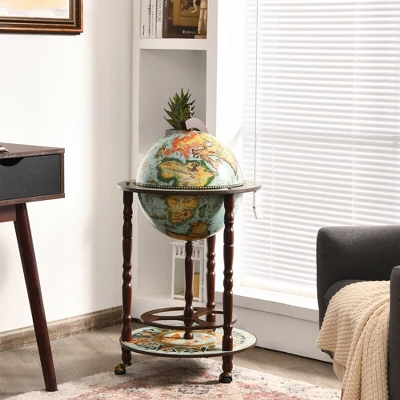 Costway 17'' Globe Wine Kitchen Stand 16th Century Italian Map Liquor Bottle Shelf Cart - Image 3