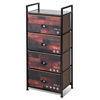 Costway 4 Drawer Fabric Dresser Storage Tower Steel Frame Closet - Image 3