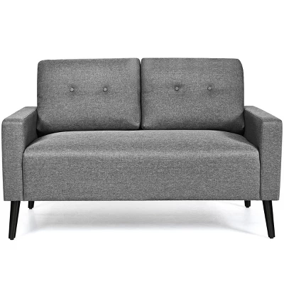Costway Modern Loveseat Sofa 55'' Upholstered Chair Couch With Soft Cloth Cushion Grey - Image 7