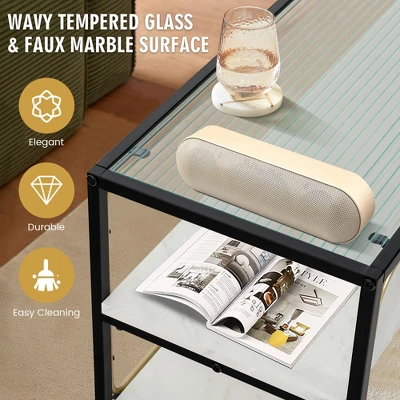 Costway 3-Tier TV Stand Entertainment Center For TV's Up To 50'' W/ Tempered Glass Top - Image 5