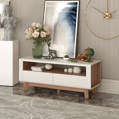 Costway 47'' TV Stand Media Entertainment Center Console W/ 2 Drawers Open Shelve - Image 4