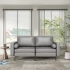 Costway Modern Loveseat 2-Seat Sofa Couch With 2 Bolsters Side Storage Pocket Grey/Red