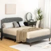 Costway Upholstered Bed Frame Adjustable Diamond Button Headboard Easy Assembly