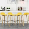 Costway Modern Set Of 4 Barstools 30inch Pub Chairs W/Low Back & Metal Legs Yellow