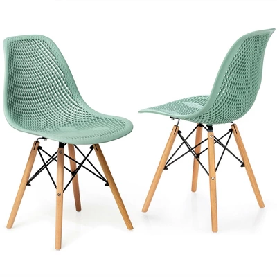 Costway 2PCS Modern DSW Dining Chair Office Home W/ Mesh Design Wooden Legs - Image 12