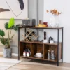 Costway Buffet Sideboard Kitchen Storage Cabinet Open Shelf W/ 3 Compartments BlackRustic