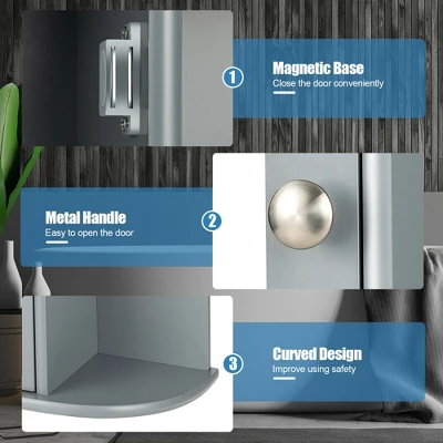 Costway Bathroom Cabinet Medicine Cabinet Single Door Shelves Wall Mount Cabinet W/ Mirror Gray - Image 7