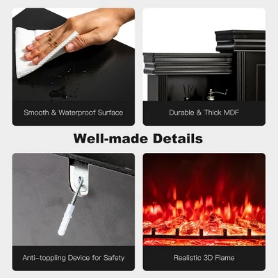 Costway 70'' Fireplace TV Stand Media W/ 28.5'' 750W/1500W Electric Fireplace - Image 9