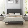 Costway Full/Queen Size Upholstered Platform Bed Button Tufted Headboard Mattress Foundation