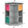 Costway 3-Tier Kid Storage Shelf Cubes W/3 Baskets Corner Cabinet Organizer Gray
