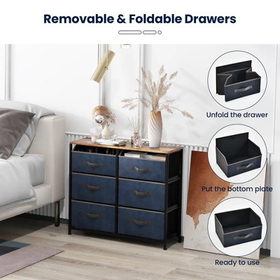 Costway 6-Drawer Dresser Organizer Closet Storage Cabinet With Foldable Fabric Drawer - Image 7